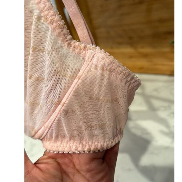 Savage x Fenty flocked logo cotton candy pink sheer with wire bra sexy size 36D - Picture 4 of 8